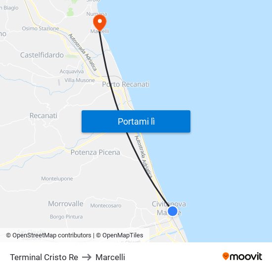 Terminal Cristo Re to Marcelli map