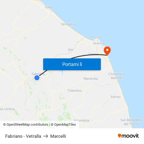 Fabriano - Vetralla to Marcelli map