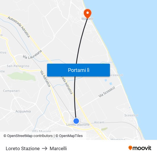 Loreto Stazione to Marcelli map