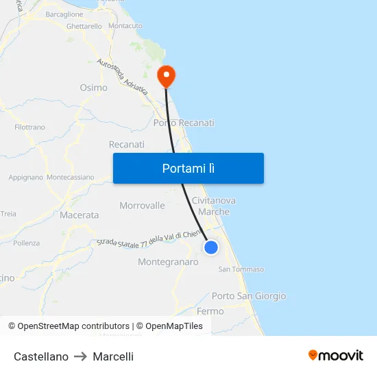 Castellano to Marcelli map