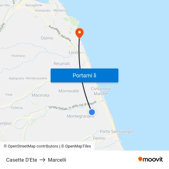 Casette D'Ete to Marcelli map