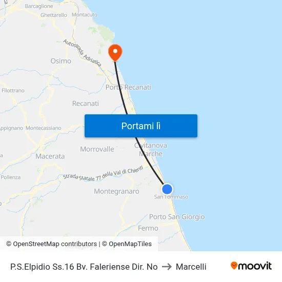 P.S.Elpidio Ss.16 Bv. Faleriense Dir. No to Marcelli map