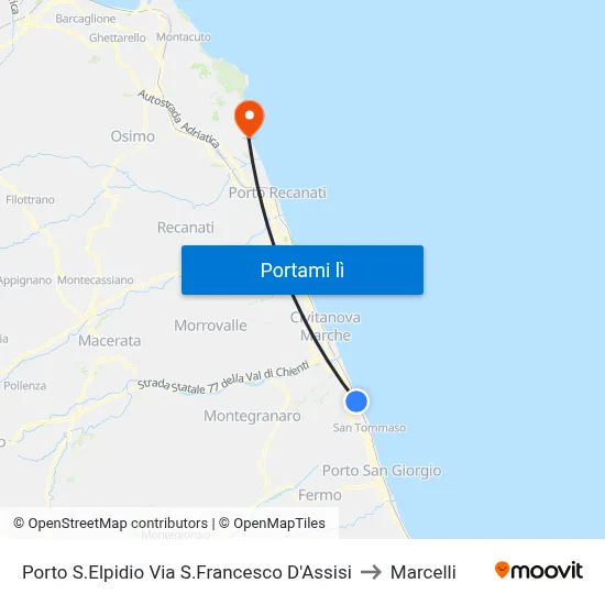 Porto S.Elpidio Via S.Francesco D'Assisi to Marcelli map