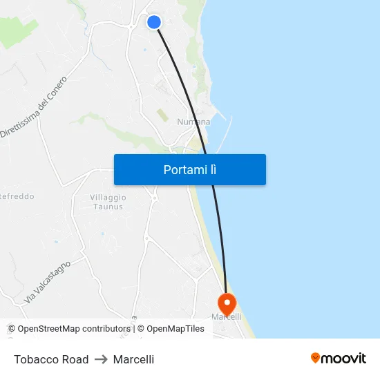 Tobacco Road to Marcelli map
