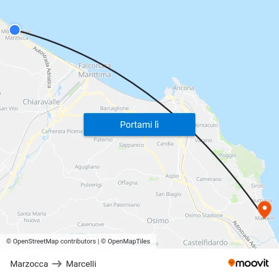 Marzocca to Marcelli map