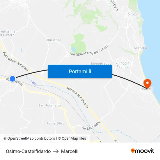 Osimo-Castelfidardo to Marcelli map