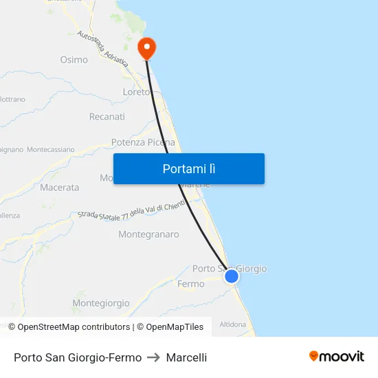 Porto San Giorgio-Fermo to Marcelli map