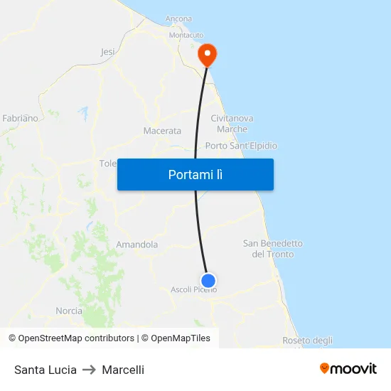 Santa Lucia to Marcelli map