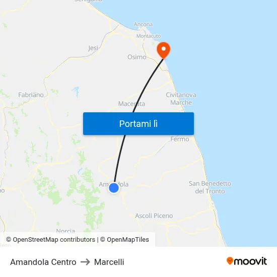 Amandola Centro to Marcelli map