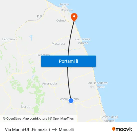 Via Marini-Uff.Finanziari to Marcelli map