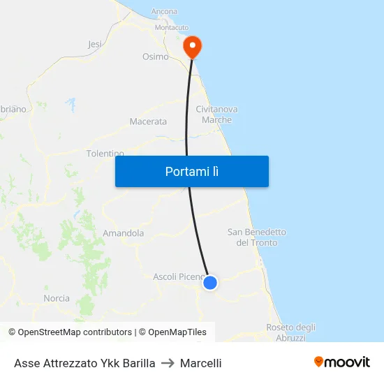 Asse Attrezzato Ykk Barilla to Marcelli map