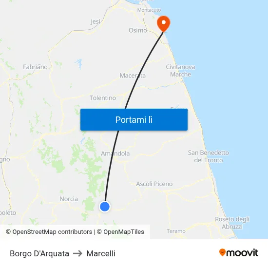 Borgo D'Arquata to Marcelli map