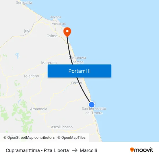 Cupramarittima - P.za Liberta' to Marcelli map