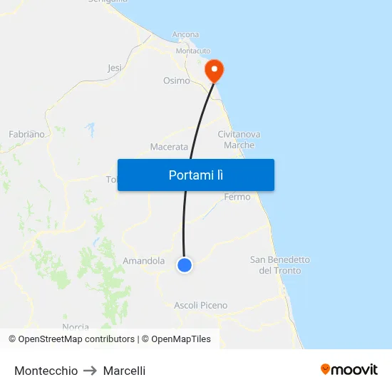 Montecchio to Marcelli map
