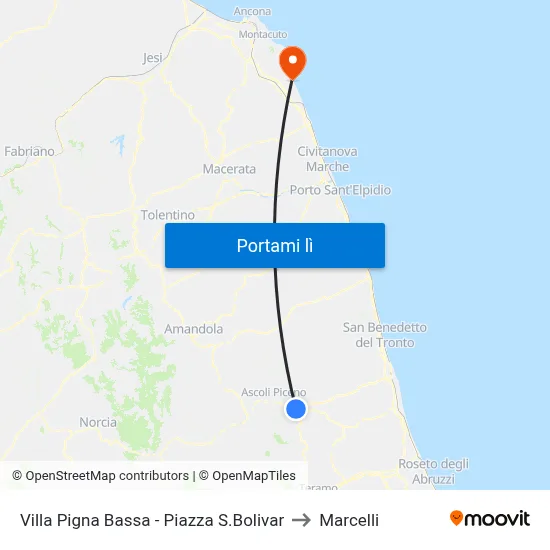 Villa Pigna Bassa - Piazza S.Bolivar to Marcelli map