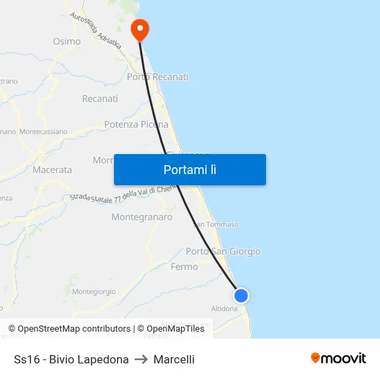 Ss16 - Bivio Lapedona to Marcelli map