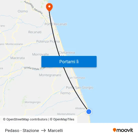 Pedaso - Stazione to Marcelli map