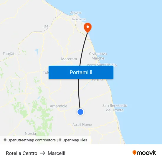 Rotella Centro to Marcelli map