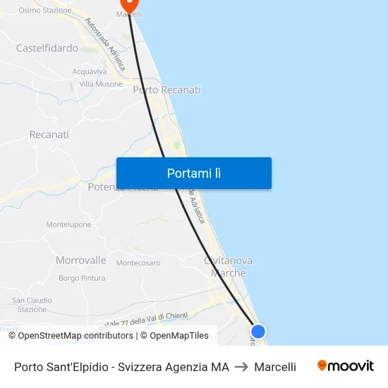 Porto Sant'Elpidio - Svizzera Agenzia MA to Marcelli map