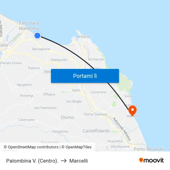 Palombina V. (Centro). to Marcelli map
