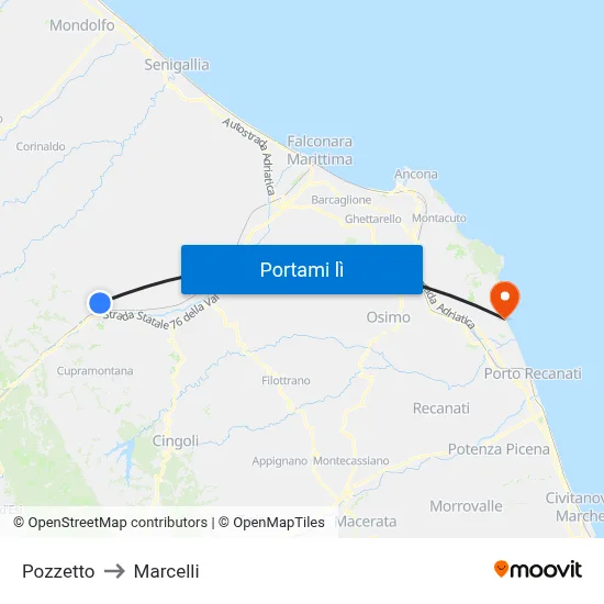 Pozzetto to Marcelli map