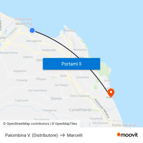 Palombina V. (Distributore) to Marcelli map