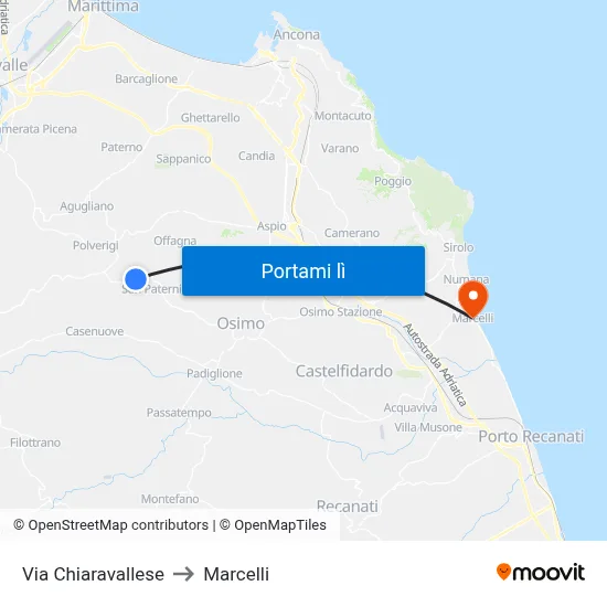 Via Chiaravallese to Marcelli map