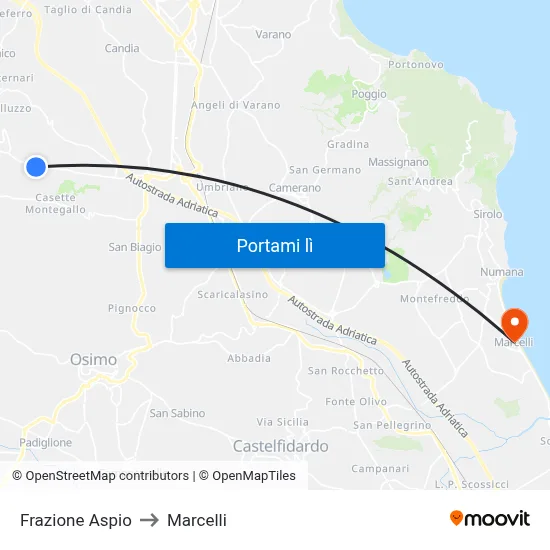 Frazione Aspio to Marcelli map