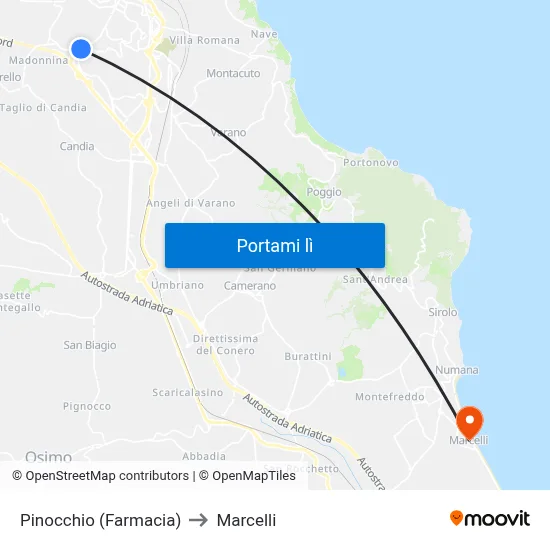 Pinocchio (Farmacia) to Marcelli map