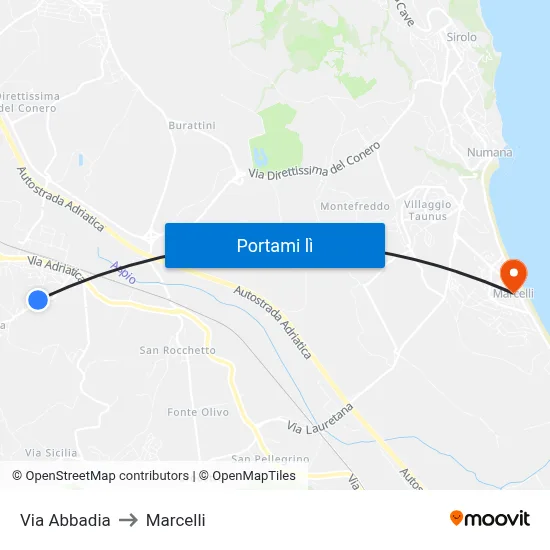 Via Abbadia to Marcelli map