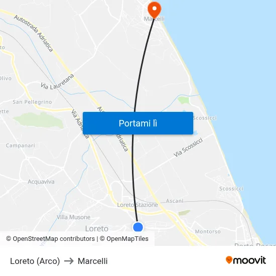 Loreto (Arco) to Marcelli map