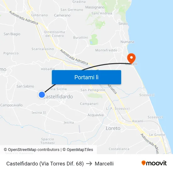 Castelfidardo (Via Torres Dif. 68) to Marcelli map