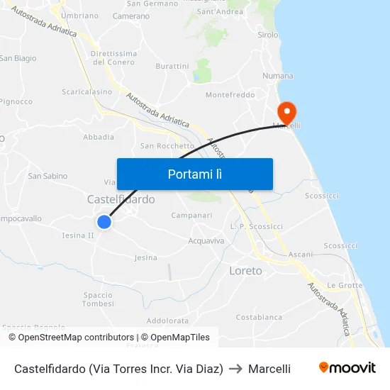 Castelfidardo (Via Torres Incr. Via Diaz) to Marcelli map