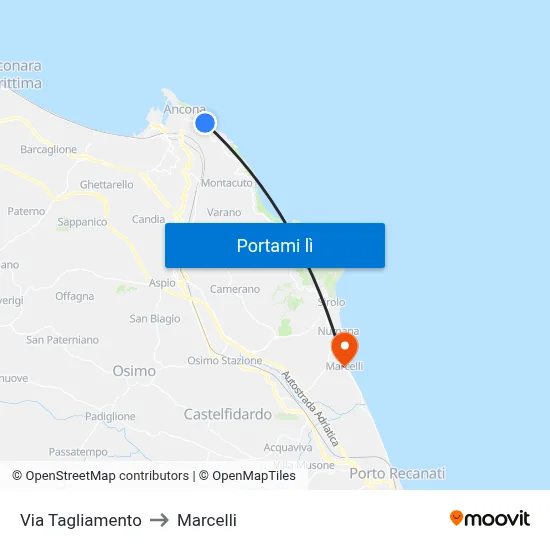 Via Tagliamento to Marcelli map