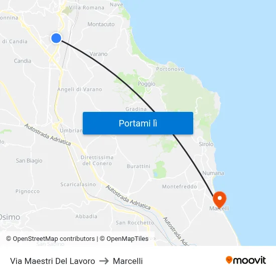 Via Maestri Del Lavoro to Marcelli map