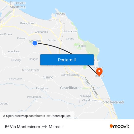 5^ Via Montesicuro to Marcelli map