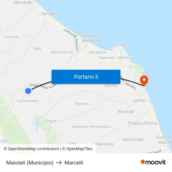 Maiolati (Municipio) to Marcelli map