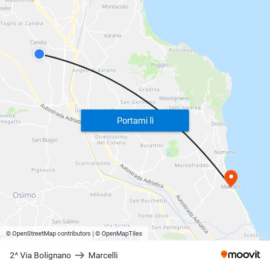 2^ Via Bolignano to Marcelli map