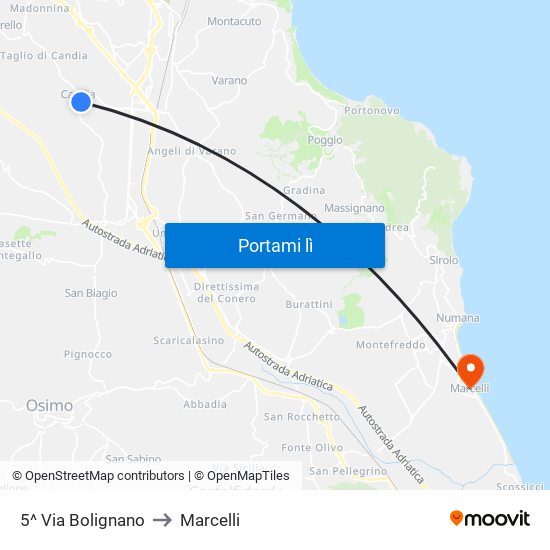 5^ Via Bolignano to Marcelli map