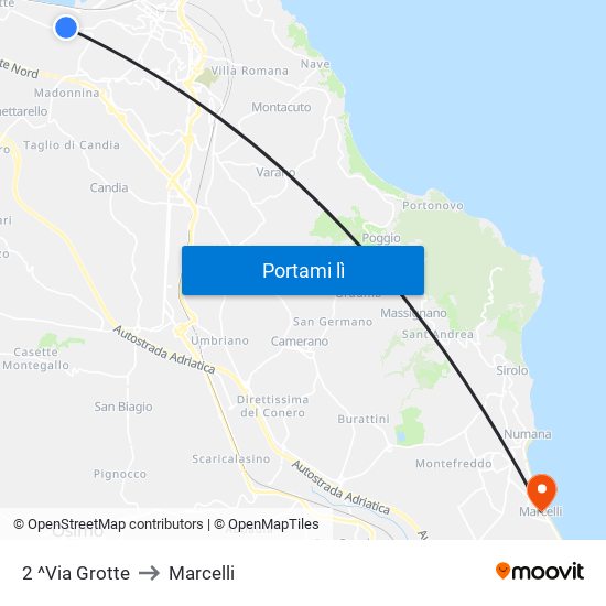 2 ^Via Grotte to Marcelli map