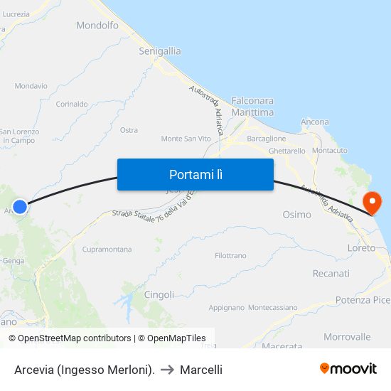 Arcevia (Ingesso Merloni). to Marcelli map