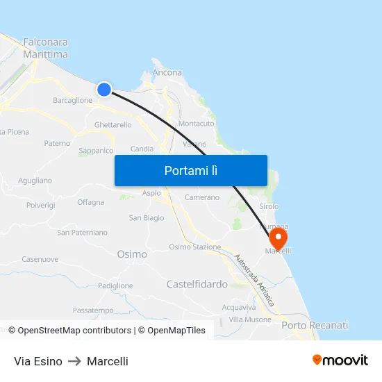 Via Esino to Marcelli map