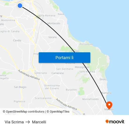 Via Scrima to Marcelli map