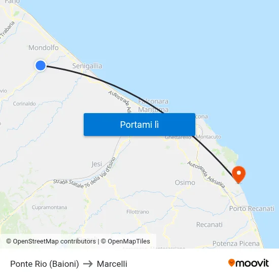 Ponte Rio (Baioni) to Marcelli map
