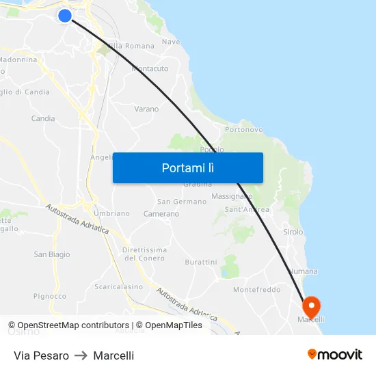 Via Pesaro to Marcelli map