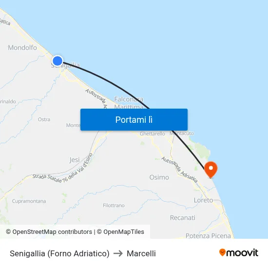 Senigallia (Forno Adriatico) to Marcelli map