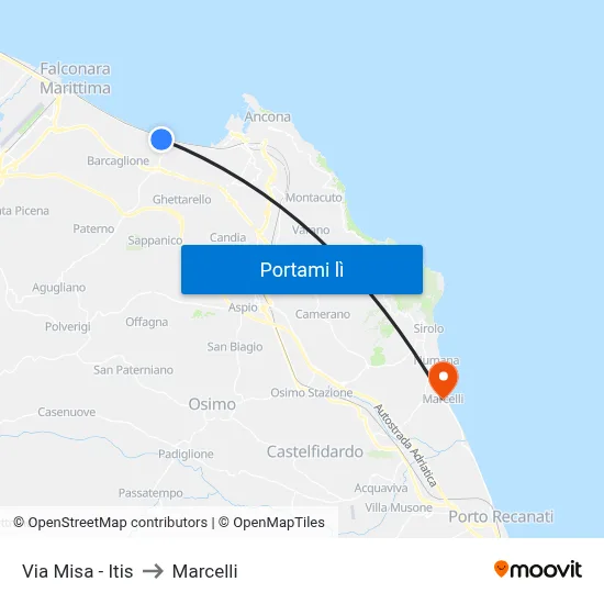 Via Misa - Itis to Marcelli map