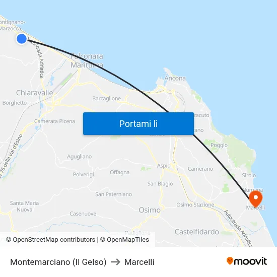 Montemarciano (Il Gelso) to Marcelli map