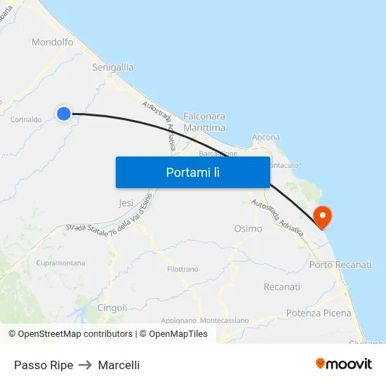 Passo Ripe to Marcelli map
