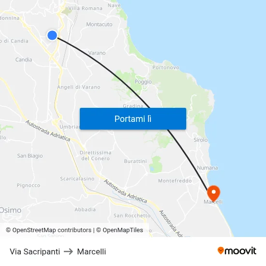 Via Sacripanti to Marcelli map